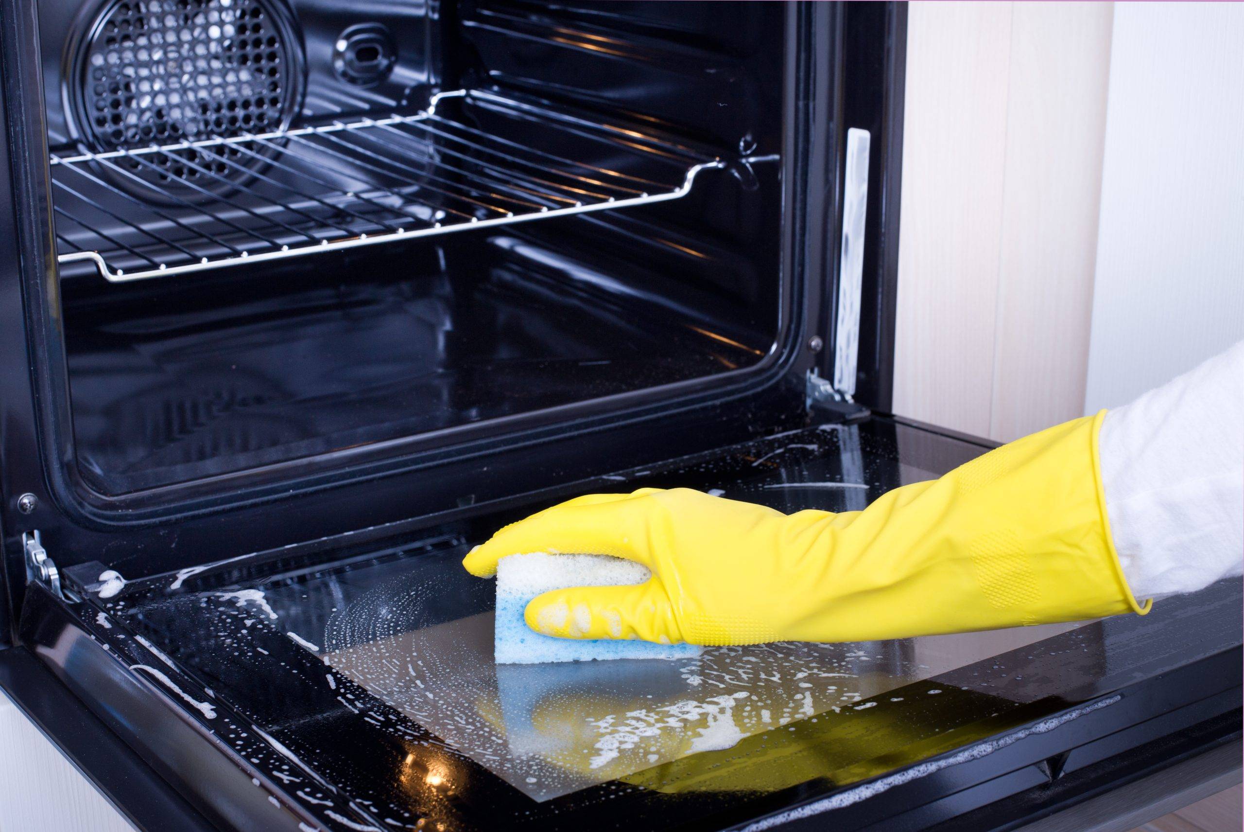 Woman Cleaning Oven